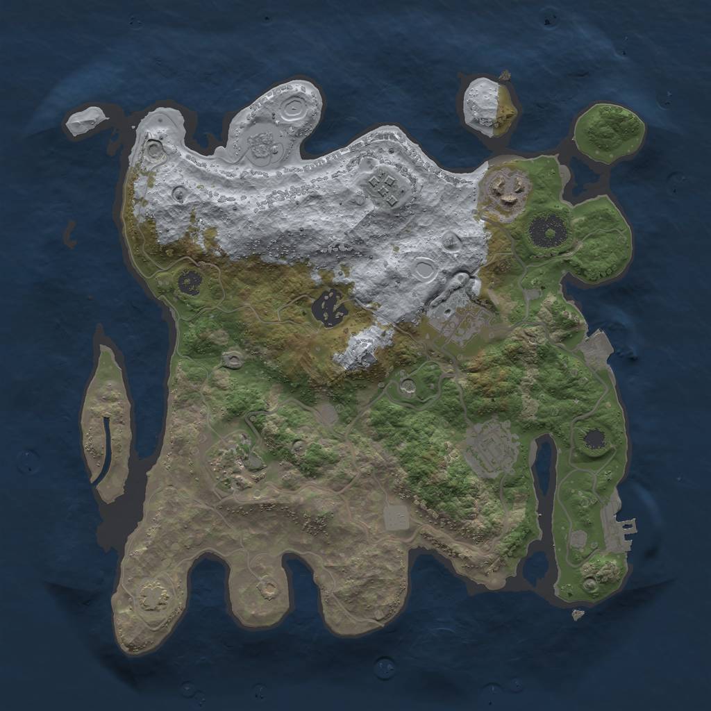 Rust Map: Procedural Map, Size: 3000, Seed: 1117913695, 13 Monuments
