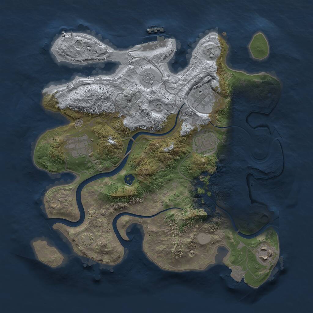 Rust Map: Procedural Map, Size: 3000, Seed: 1931072692, 9 Monuments