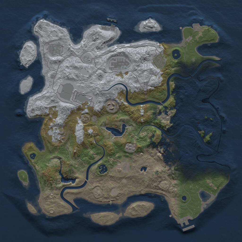 Rust Map: Procedural Map, Size: 4000, Seed: 1658798912, 16 Monuments