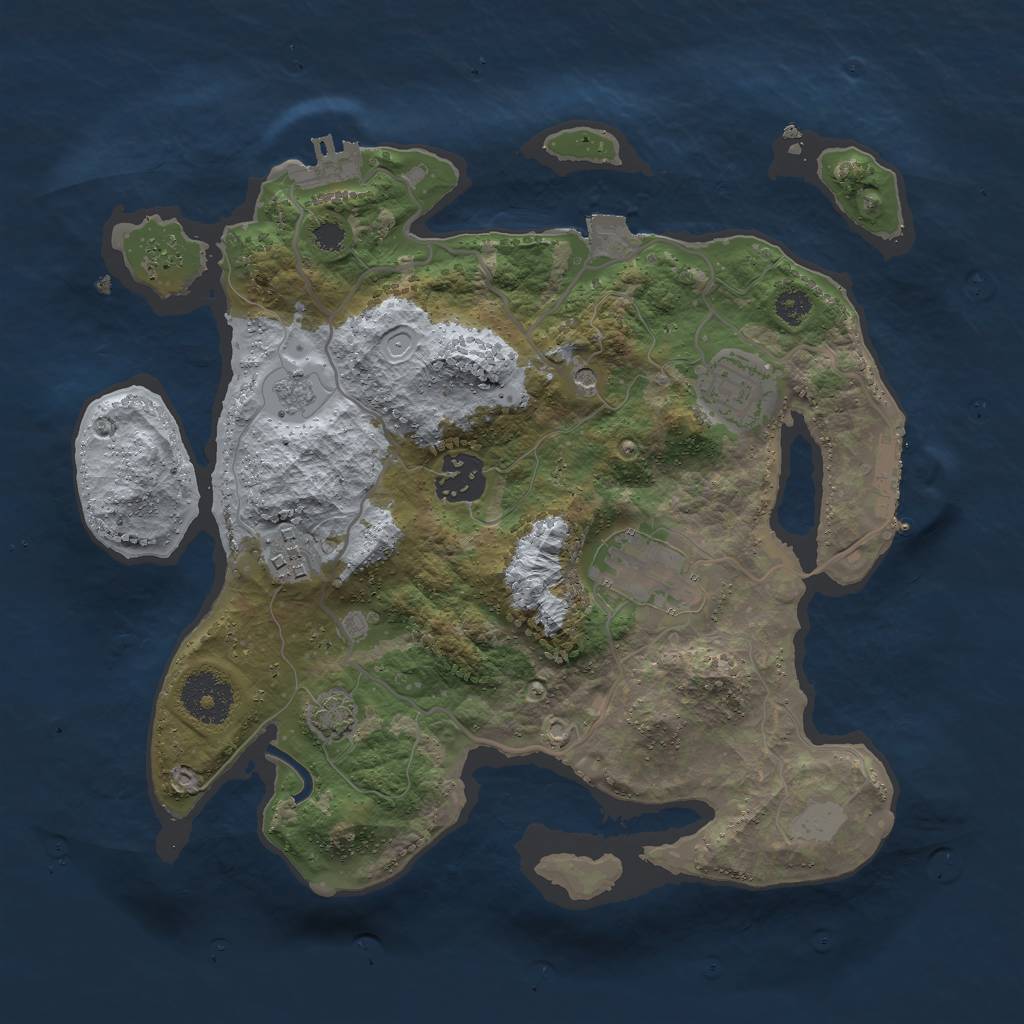 Rust Map: Procedural Map, Size: 3000, Seed: 9041376, 12 Monuments
