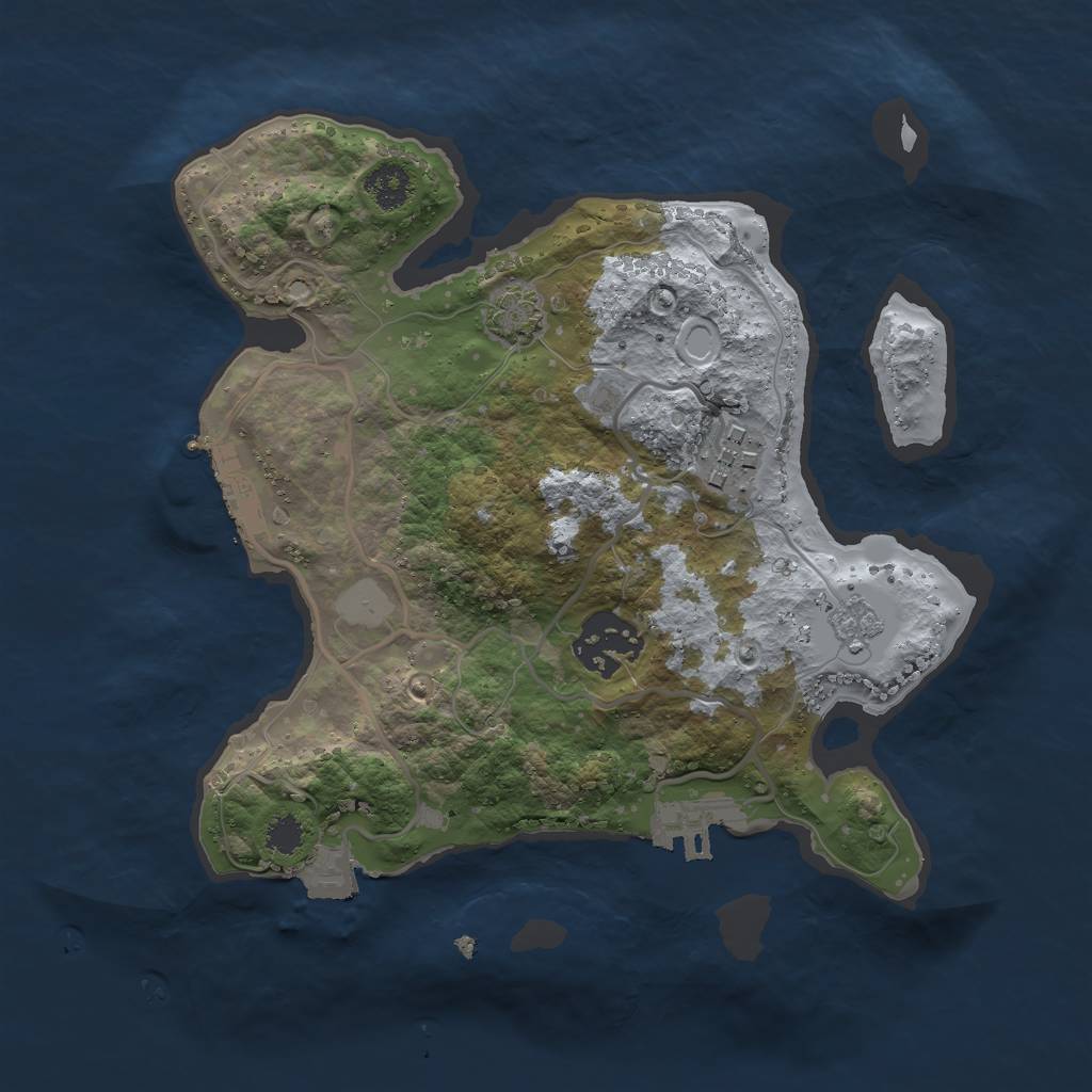 Rust Map: Procedural Map, Size: 2500, Seed: 1267548, 9 Monuments