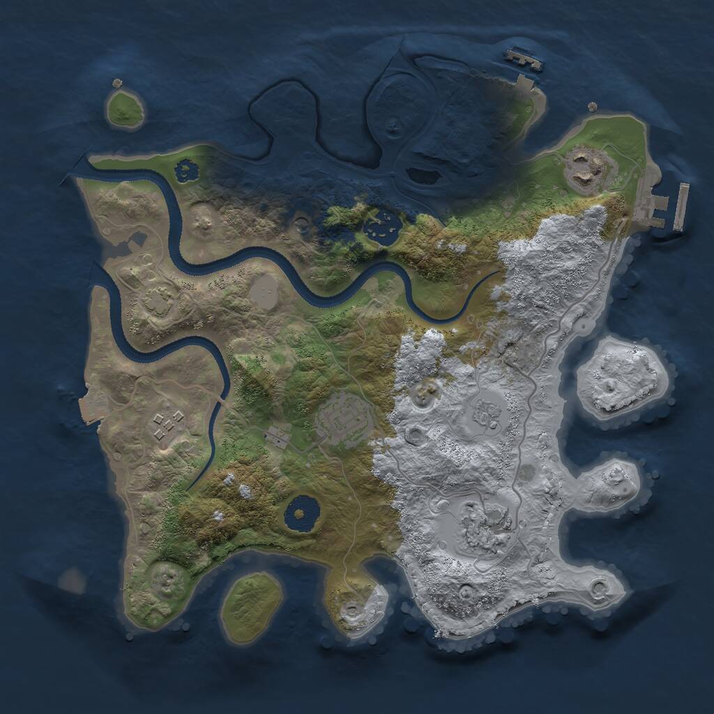 Rust Map: Procedural Map, Size: 3000, Seed: 697410523, 11 Monuments