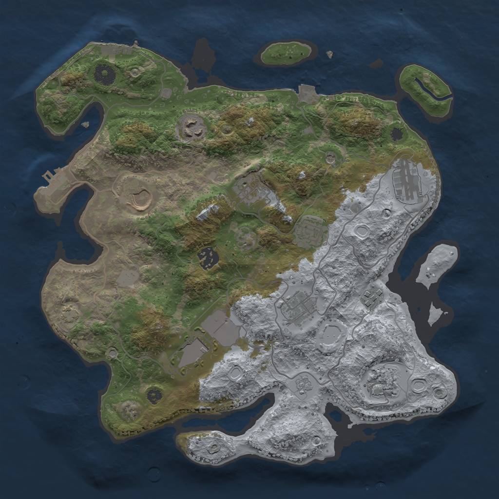 Rust Map: Procedural Map, Size: 3500, Seed: 704294565, 18 Monuments