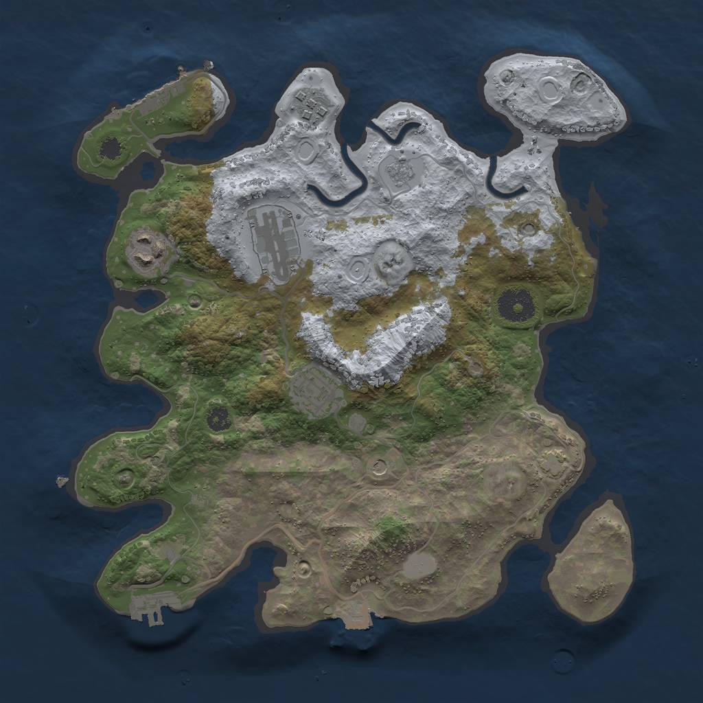 Rust Map: Procedural Map, Size: 3000, Seed: 22383, 12 Monuments