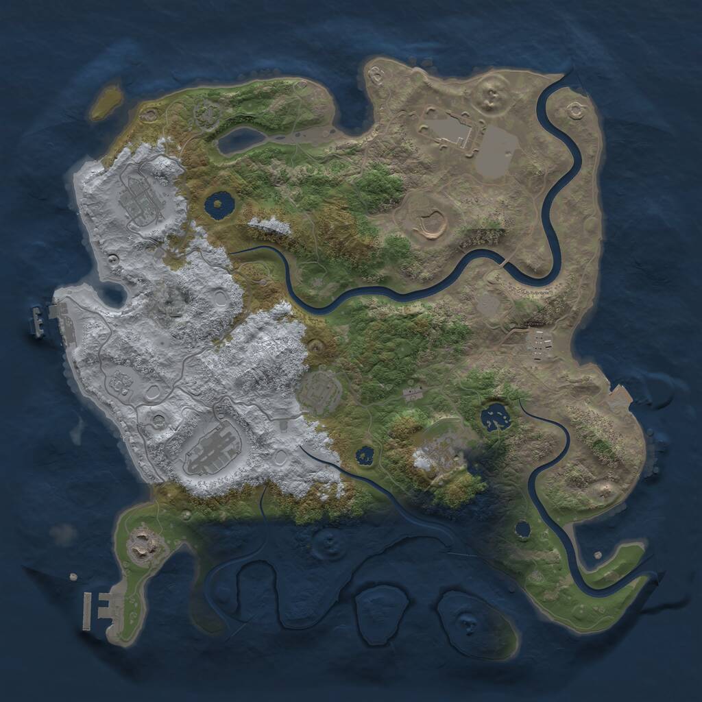 Rust Map: Procedural Map, Size: 3700, Seed: 1300728154, 15 Monuments
