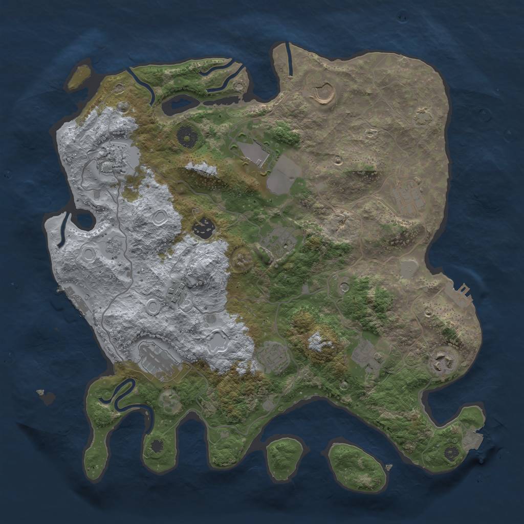 Rust Map: Procedural Map, Size: 3700, Seed: 1300728154, 19 Monuments