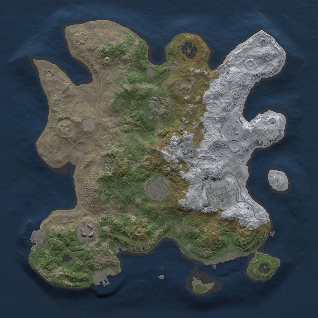 Rust Map: Procedural Map, Size: 3000, Seed: 1048646604, 13 Monuments