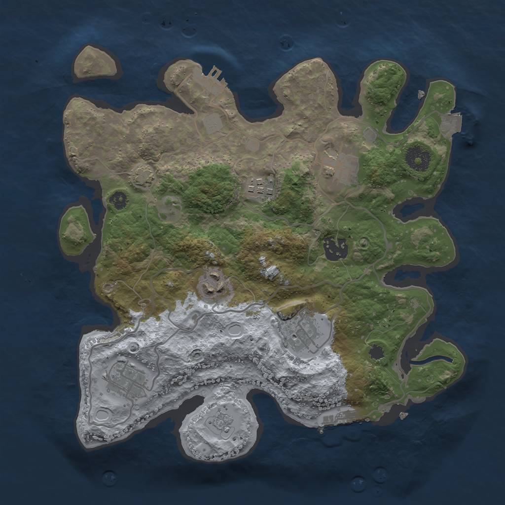 Rust Map: Procedural Map, Size: 3000, Seed: 1690342844, 13 Monuments