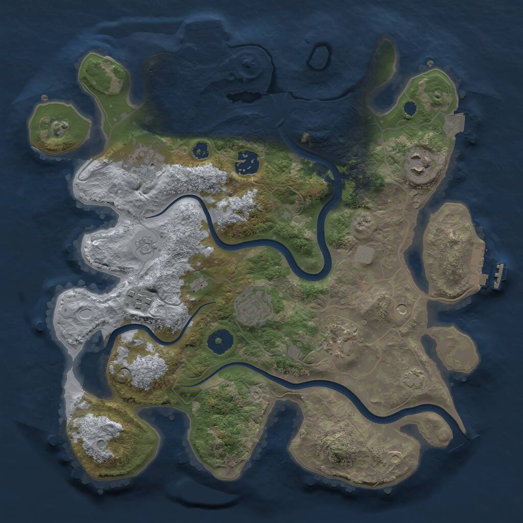 Rust Map: Procedural Map, Size: 3200, Seed: 1297012609, 12 Monuments