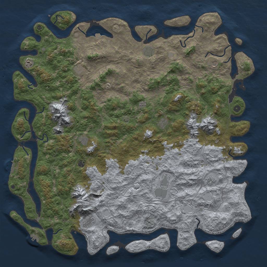 Rust Map: Procedural Map, Size: 6000, Seed: 972639113, 19 Monuments