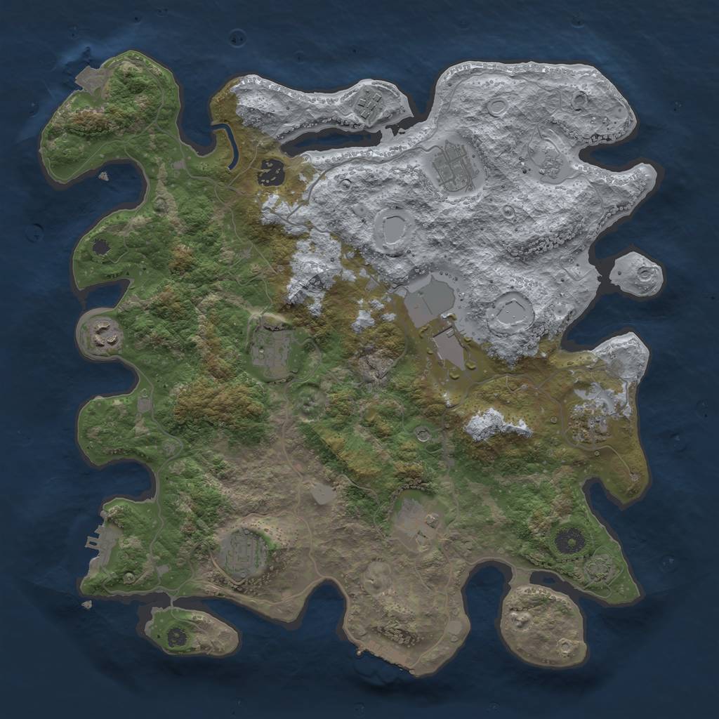 Rust Map: Procedural Map, Size: 3800, Seed: 1318154264, 17 Monuments