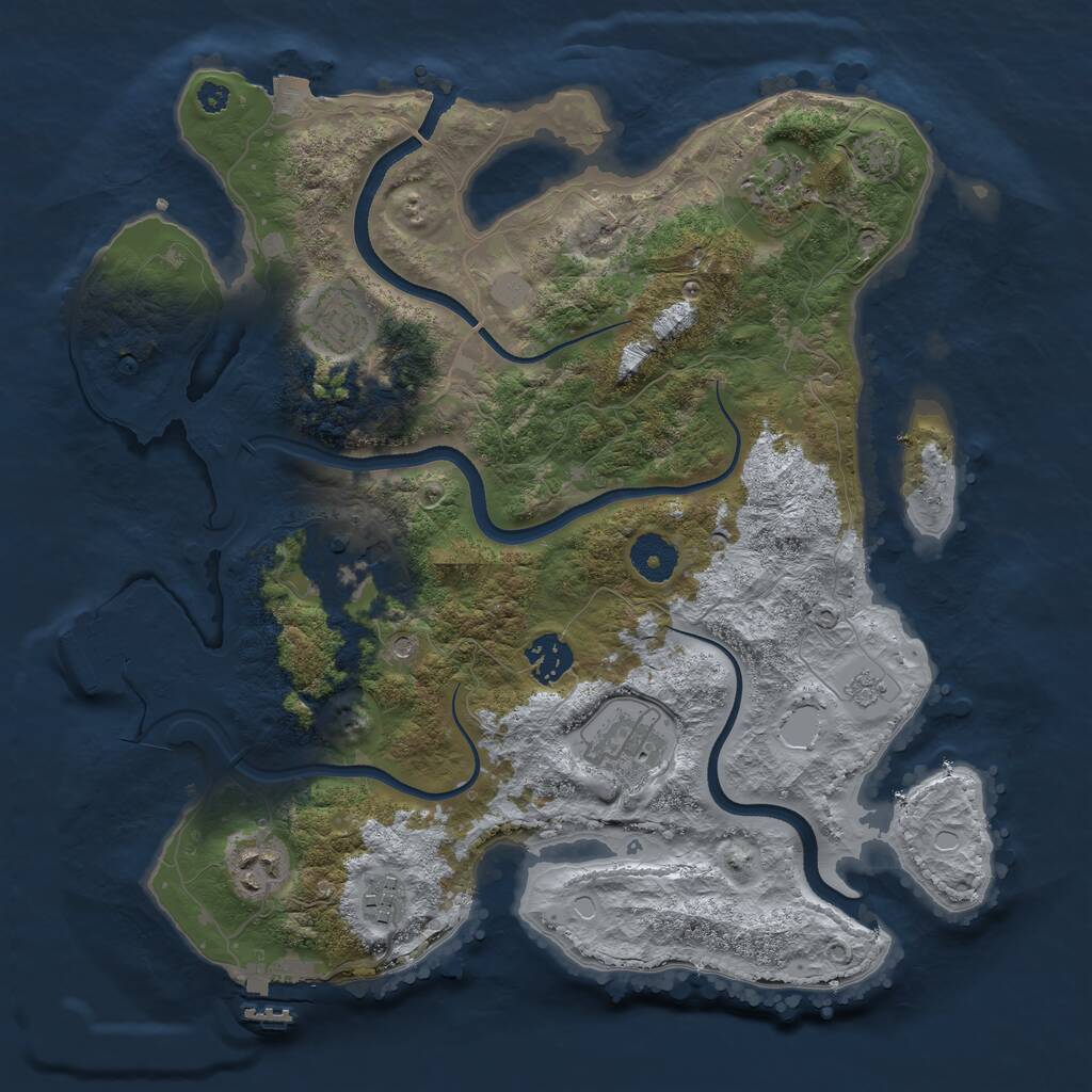 Rust Map: Procedural Map, Size: 3500, Seed: 2049350914, 13 Monuments