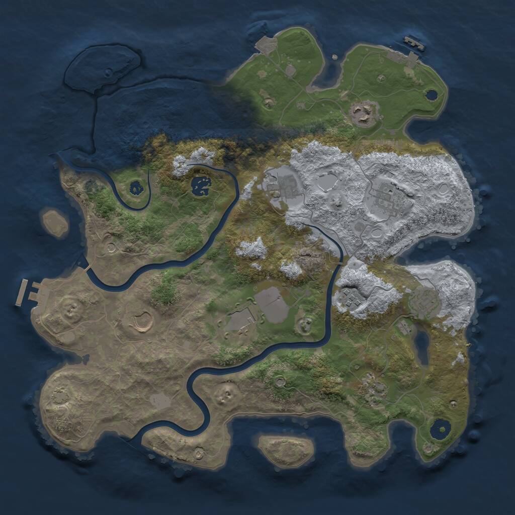 Rust Map: Procedural Map, Size: 3750, Seed: 54052029, 14 Monuments