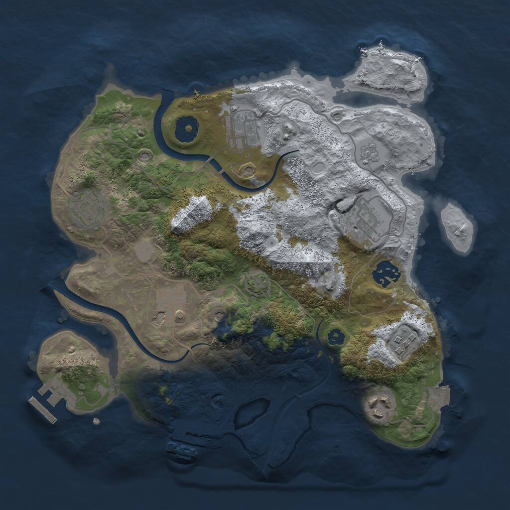 Rust Map: Procedural Map, Size: 3000, Seed: 1052077126, 13 Monuments