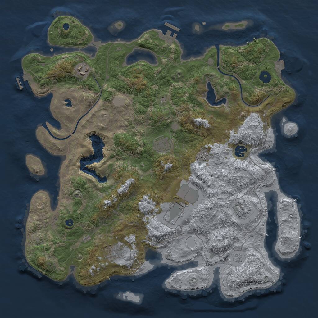 Rust Map: Procedural Map, Size: 4000, Seed: 579928078, 13 Monuments