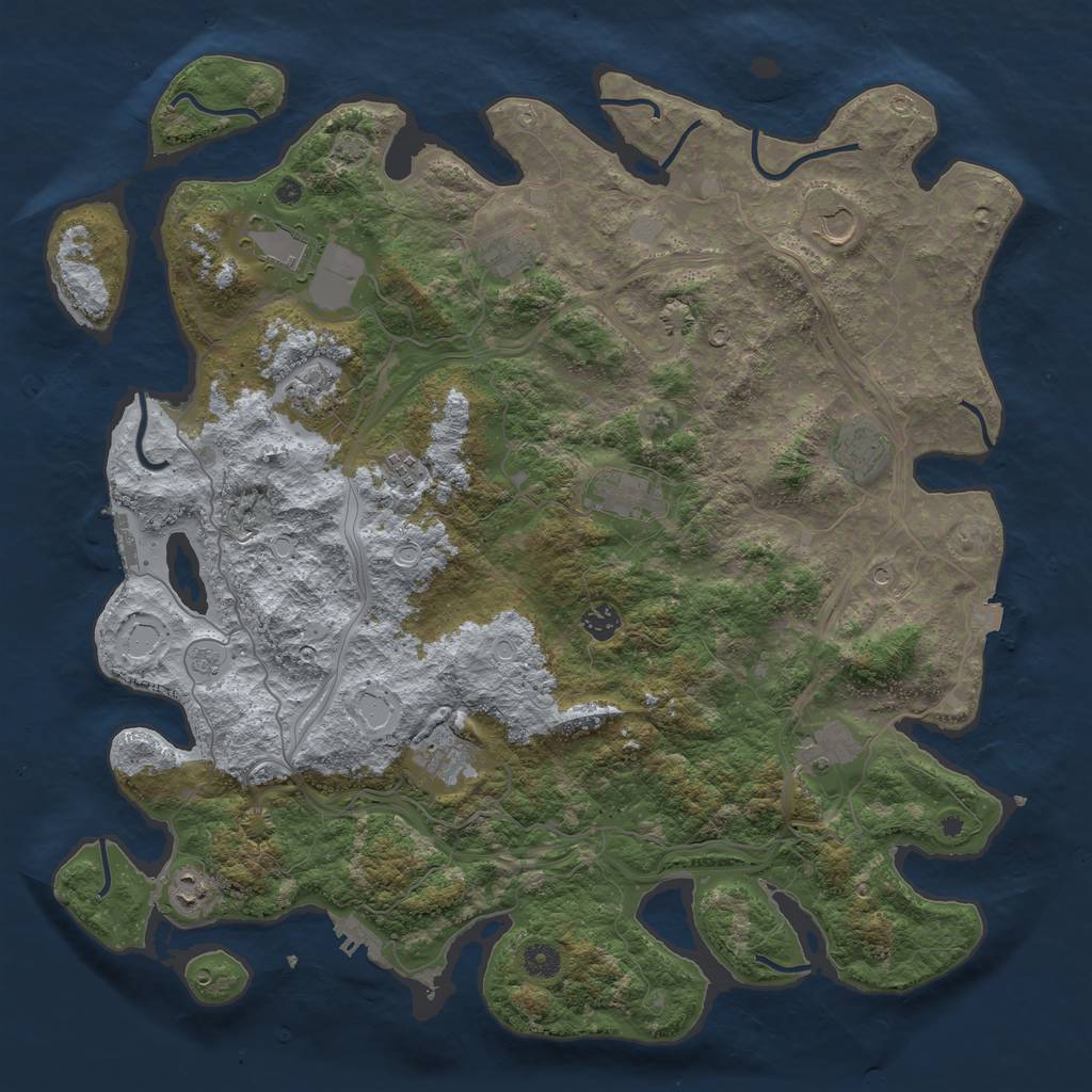 Rust Map: Procedural Map, Size: 4500, Seed: 562296483, 19 Monuments