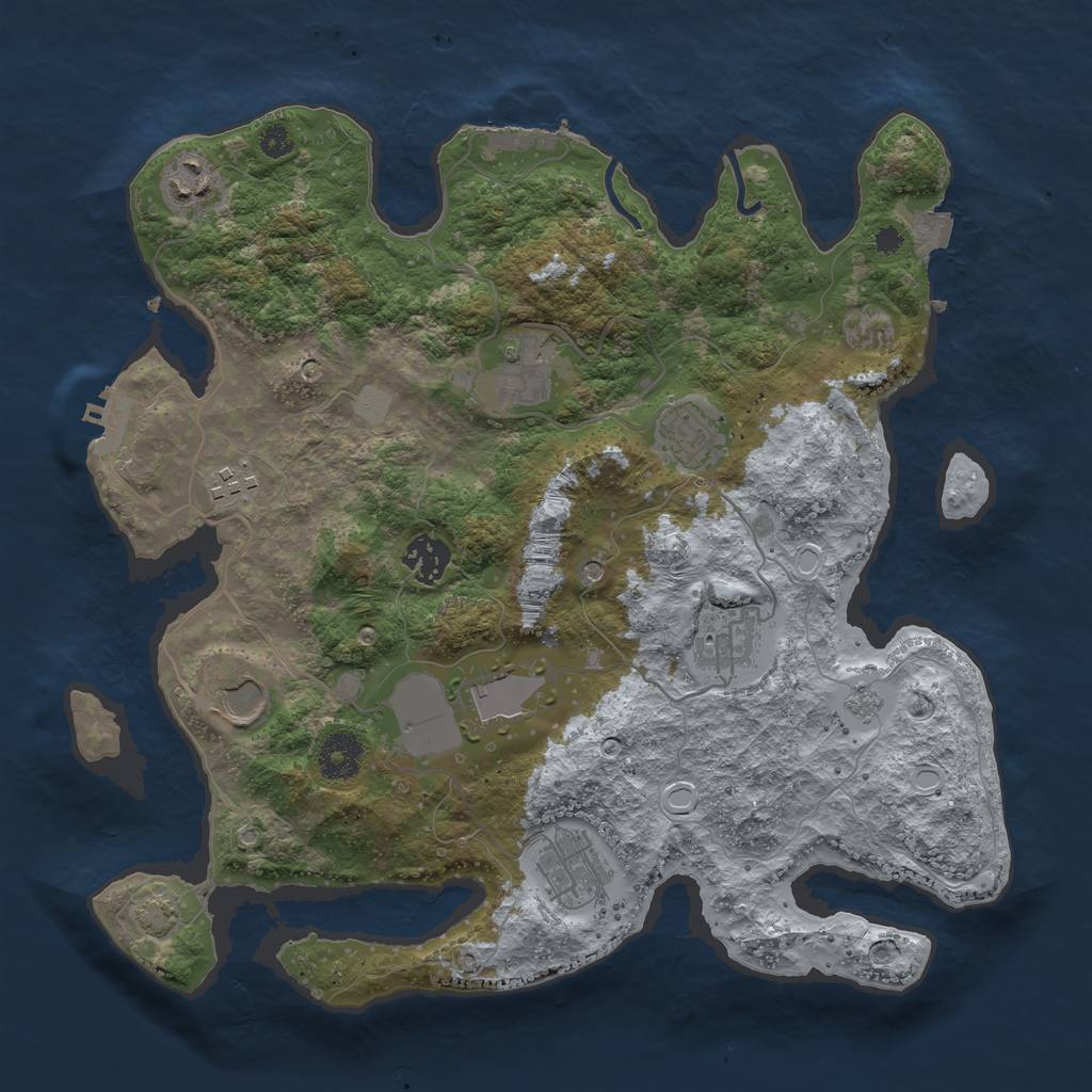 Rust Map: Procedural Map, Size: 3500, Seed: 359462, 17 Monuments