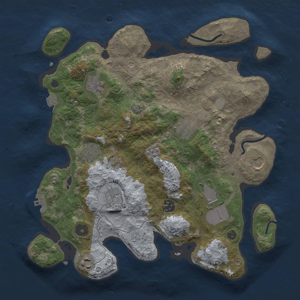 Rust Map: Procedural Map, Size: 3500, Seed: 34636346, 16 Monuments