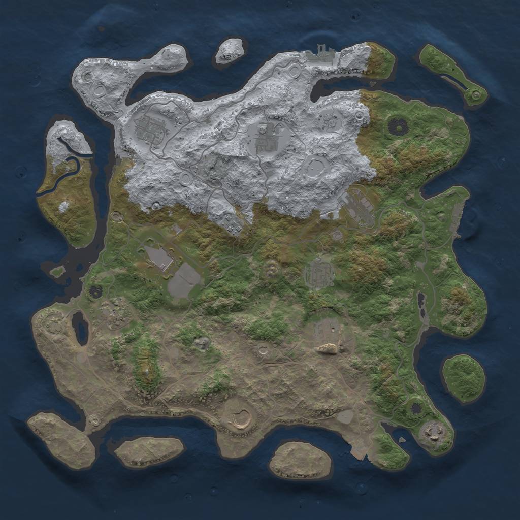 Rust Map: Procedural Map, Size: 4000, Seed: 1656858714, 18 Monuments