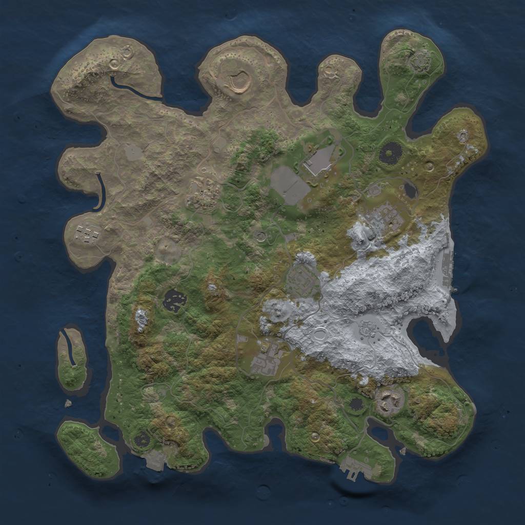 Rust Map: Procedural Map, Size: 3500, Seed: 1851194164, 17 Monuments