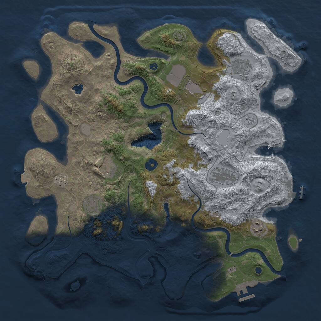 Rust Map: Procedural Map, Size: 4000, Seed: 257991543, 13 Monuments