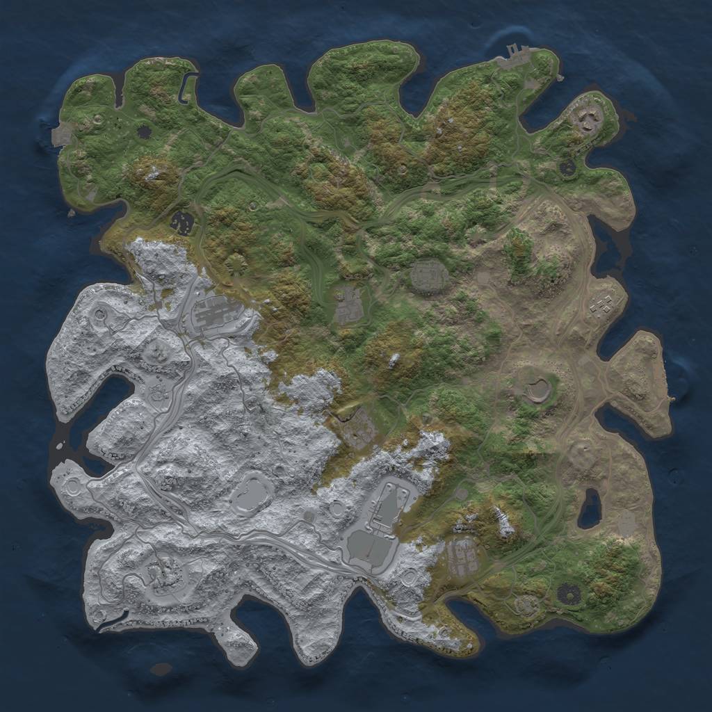 Rust Map: Procedural Map, Size: 4500, Seed: 322282175, 19 Monuments