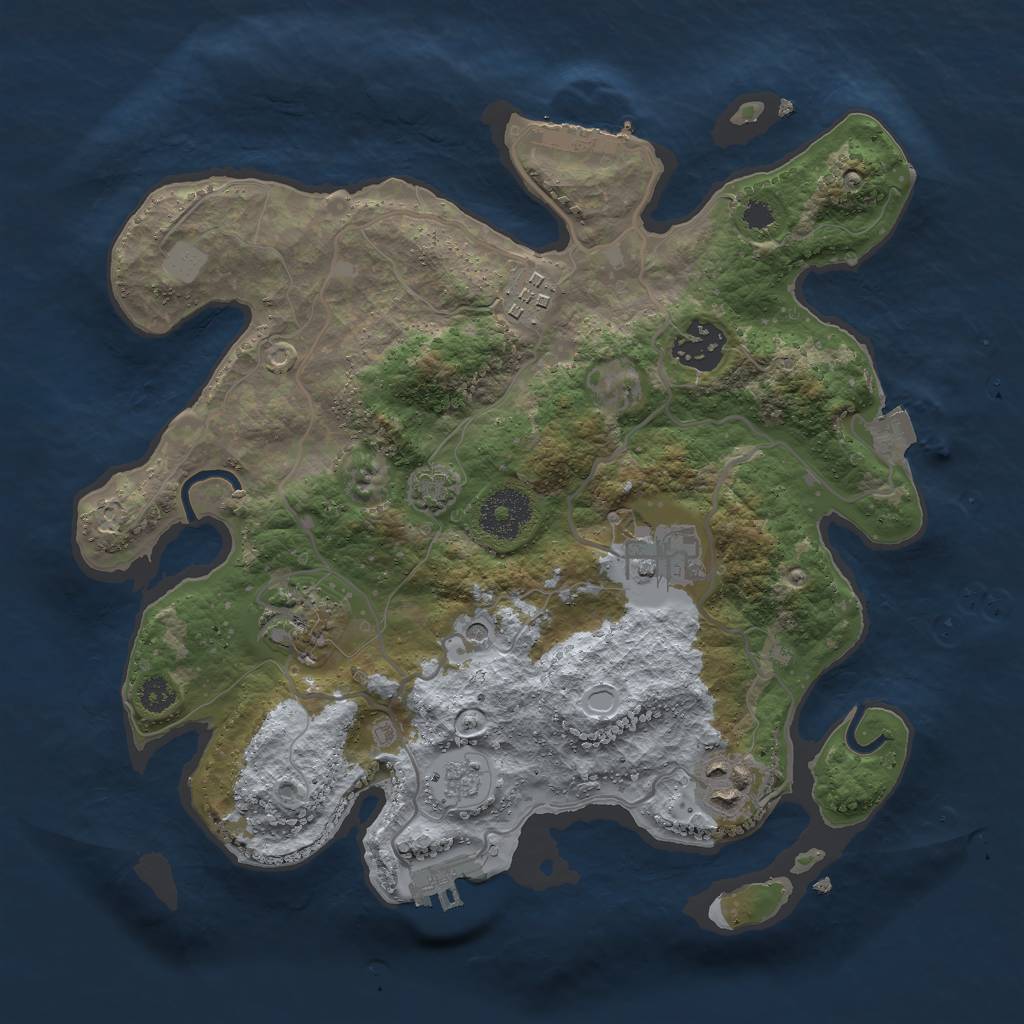 Rust Map: Procedural Map, Size: 3000, Seed: 270492, 13 Monuments