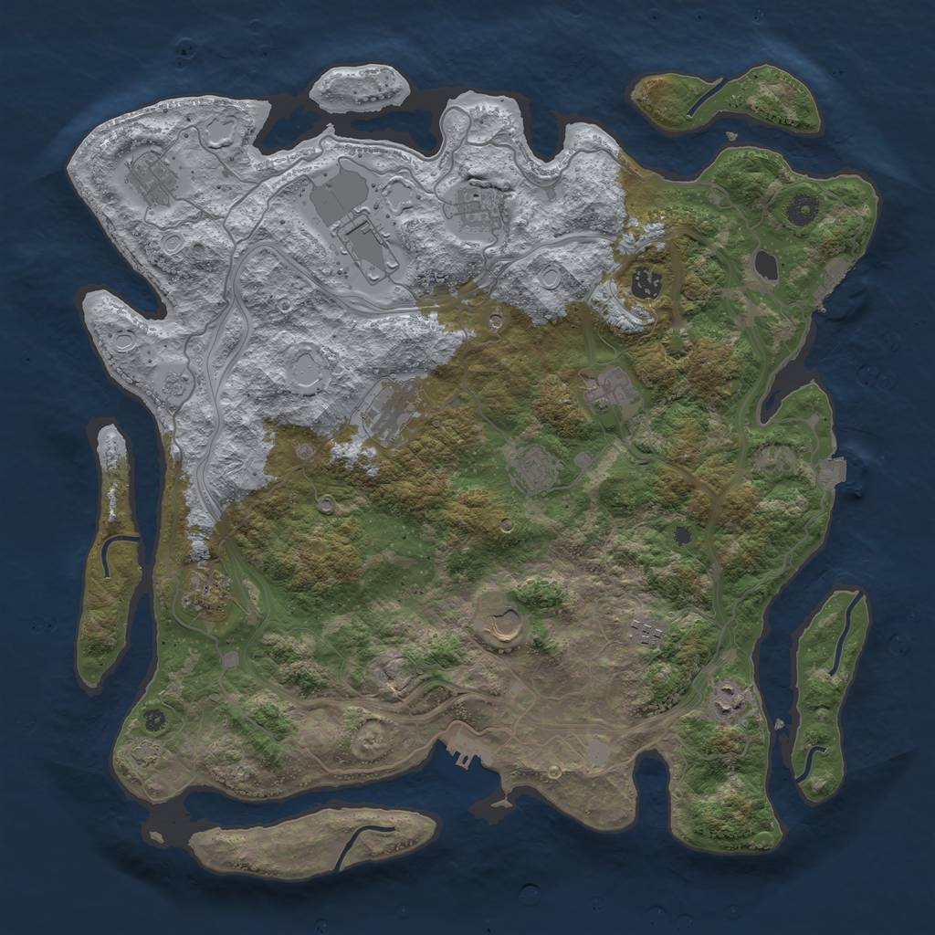 Rust Map: Procedural Map, Size: 4350, Seed: 1694896657, 19 Monuments