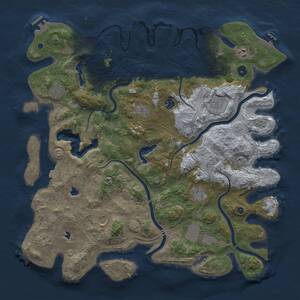 Thumbnail Rust Map: Procedural Map, Size: 4500, Seed: 1676274297, 16 Monuments