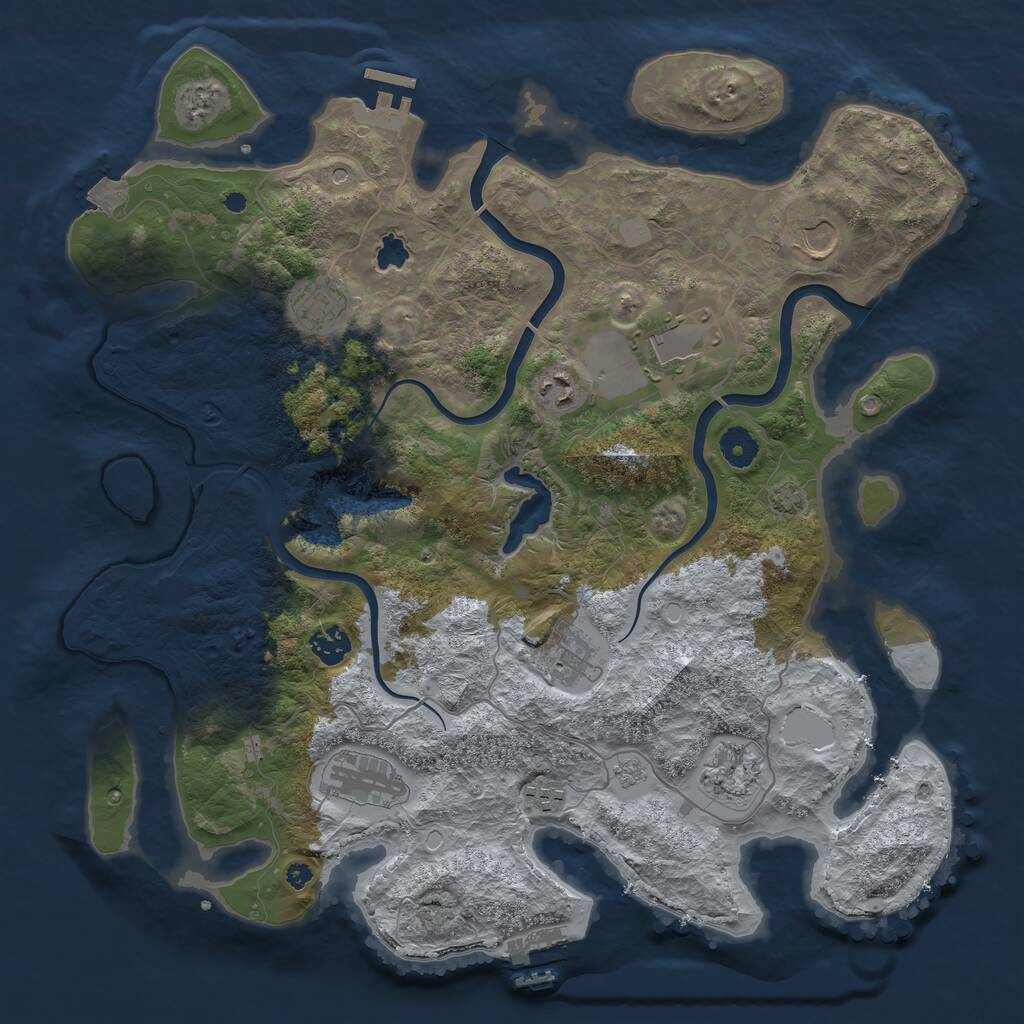 Rust Map: Procedural Map, Size: 4000, Seed: 1044707542, 15 Monuments