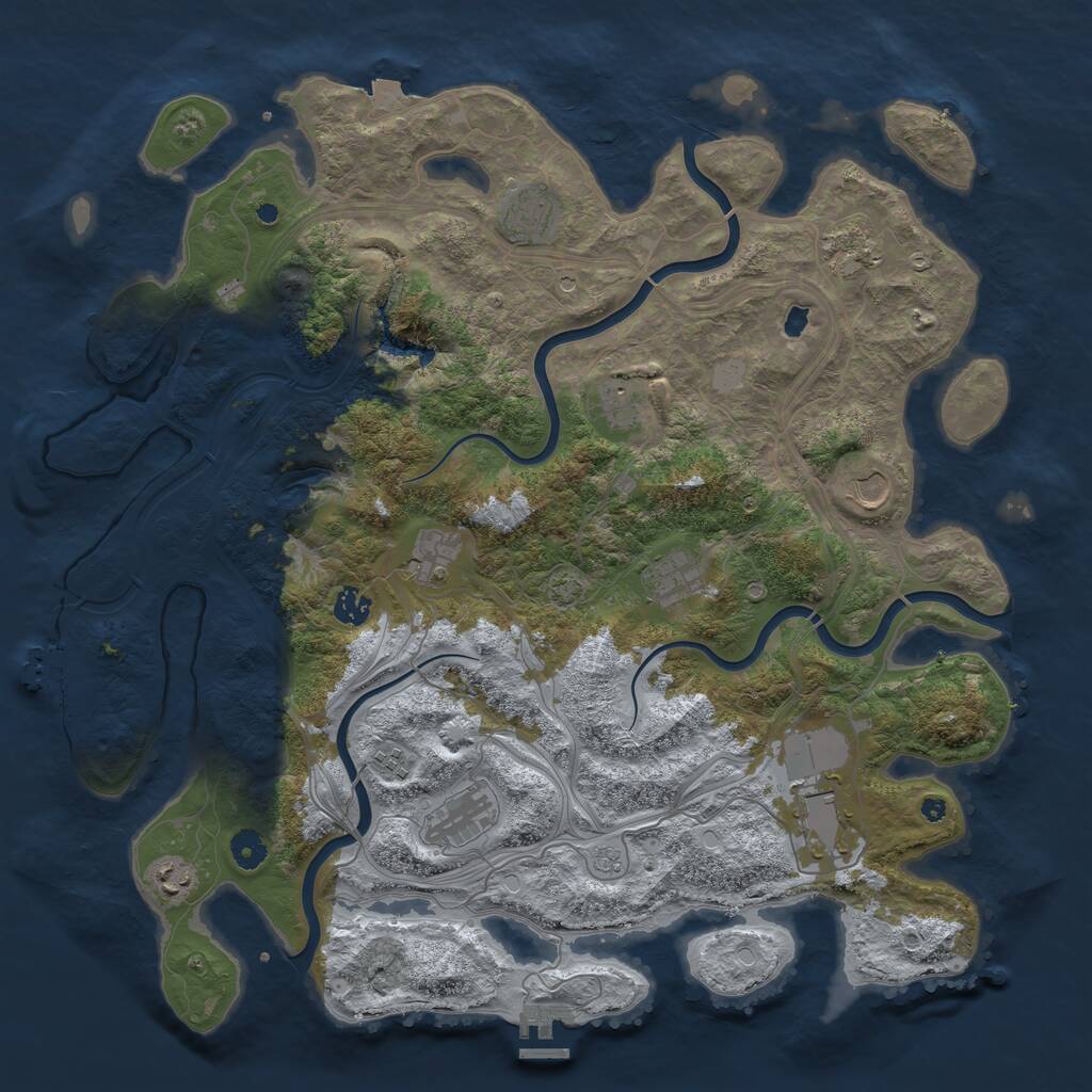 Rust Map: Procedural Map, Size: 4400, Seed: 2053, 17 Monuments