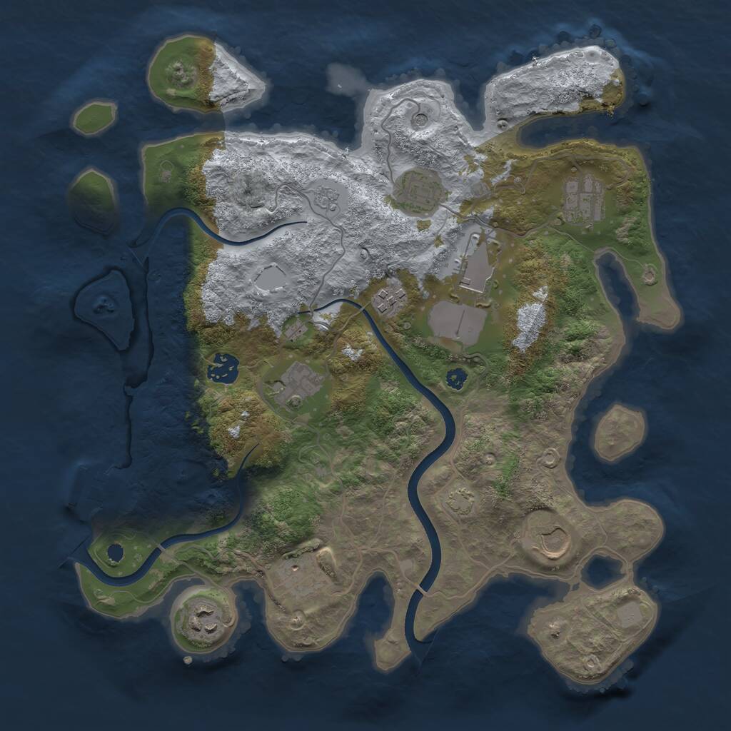 Rust Map: Procedural Map, Size: 3500, Seed: 1303072089, 14 Monuments