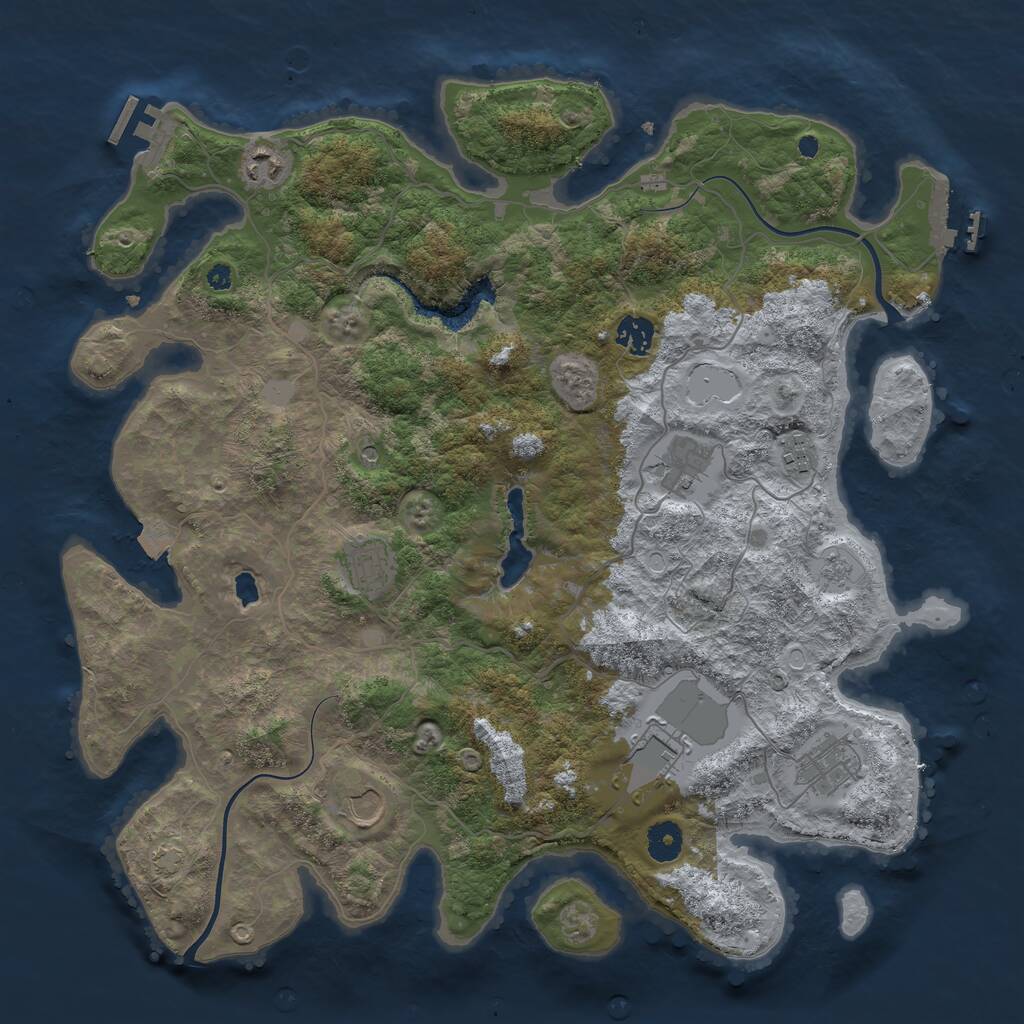 Rust Map: Procedural Map, Size: 4000, Seed: 1595646972, 14 Monuments