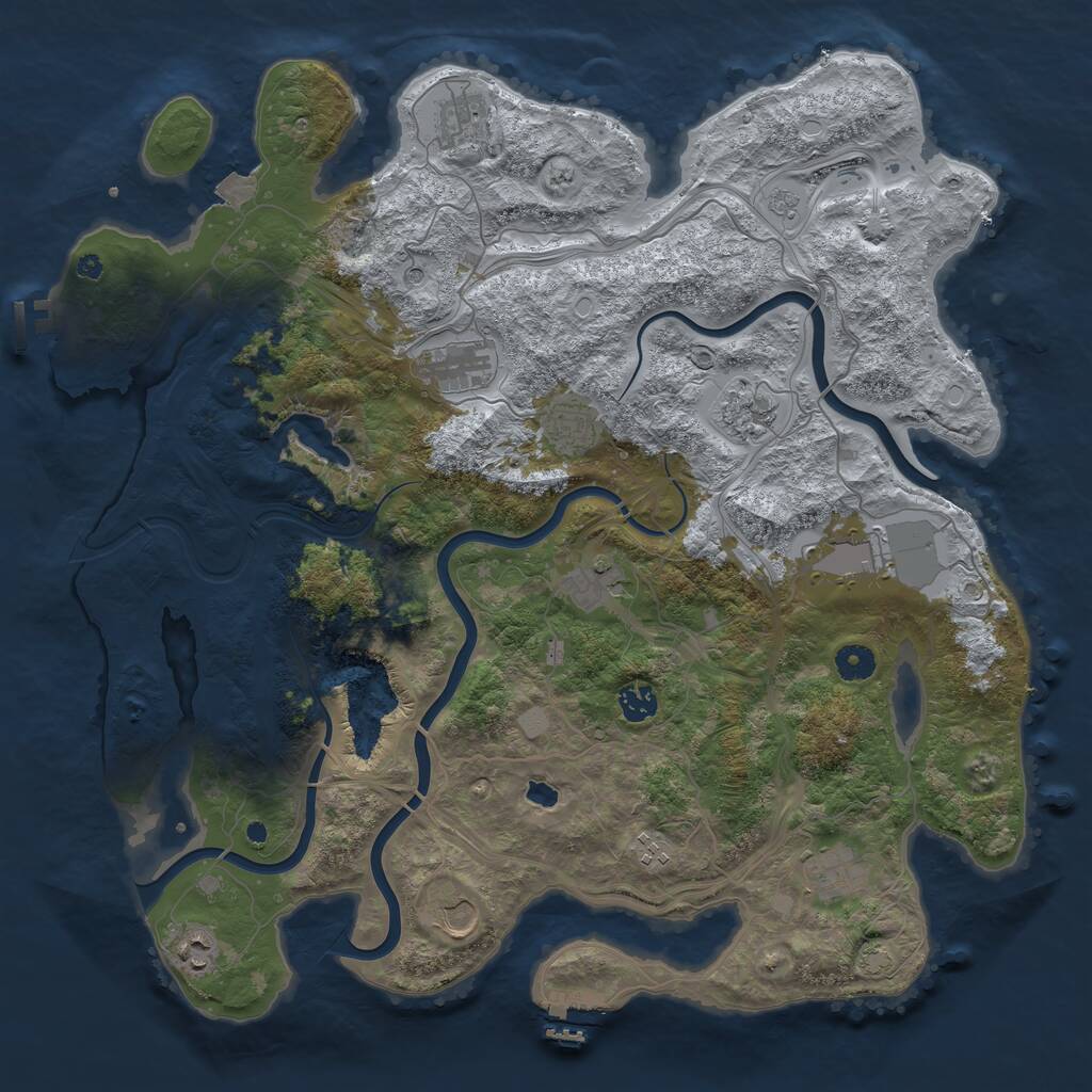 Rust Map: Procedural Map, Size: 4300, Seed: 121315421, 17 Monuments