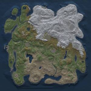Thumbnail Rust Map: Procedural Map, Size: 4300, Seed: 121315421, 16 Monuments