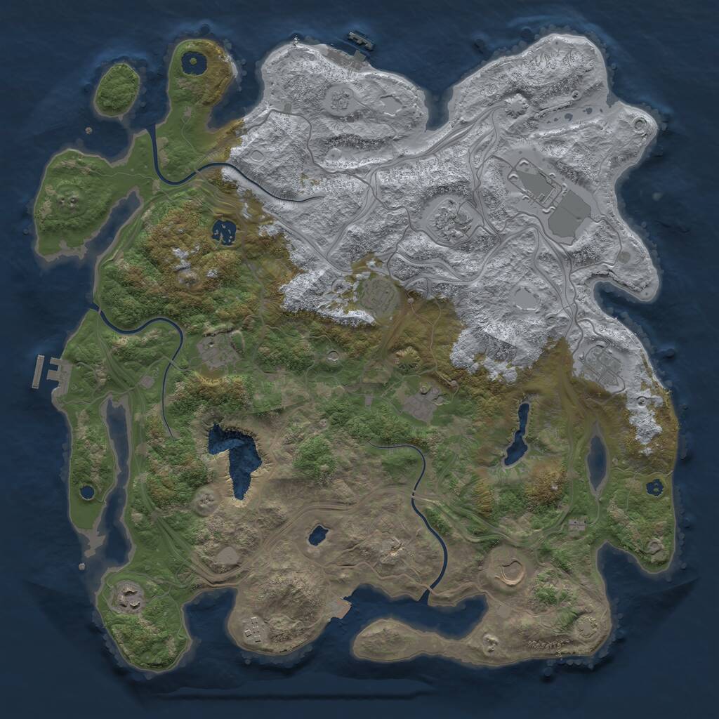 Rust Map: Procedural Map, Size: 4300, Seed: 121315421, 16 Monuments