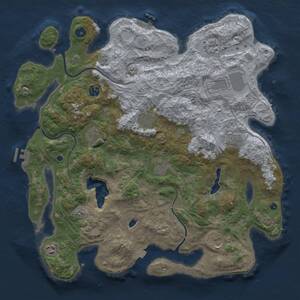 Thumbnail Rust Map: Procedural Map, Size: 4300, Seed: 121315421, 16 Monuments