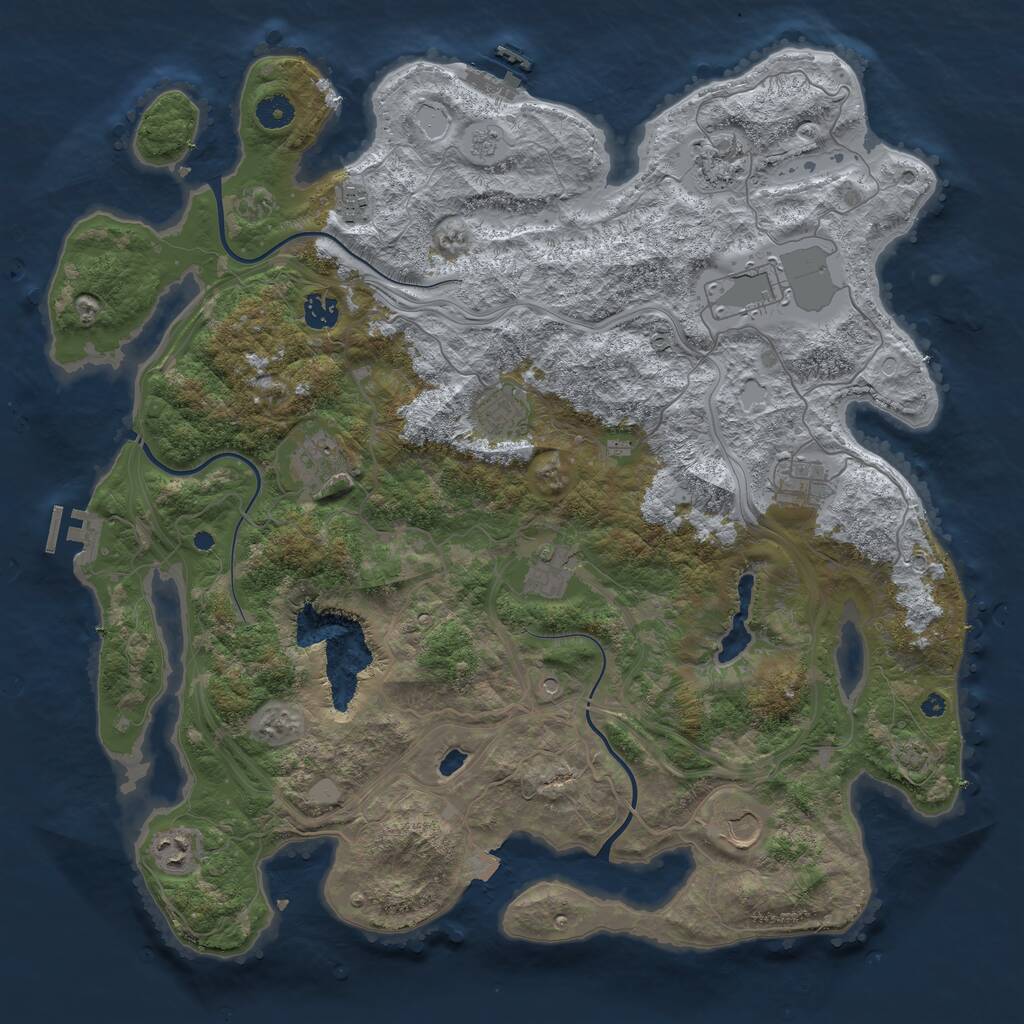 Rust Map: Procedural Map, Size: 4300, Seed: 121315421, 16 Monuments