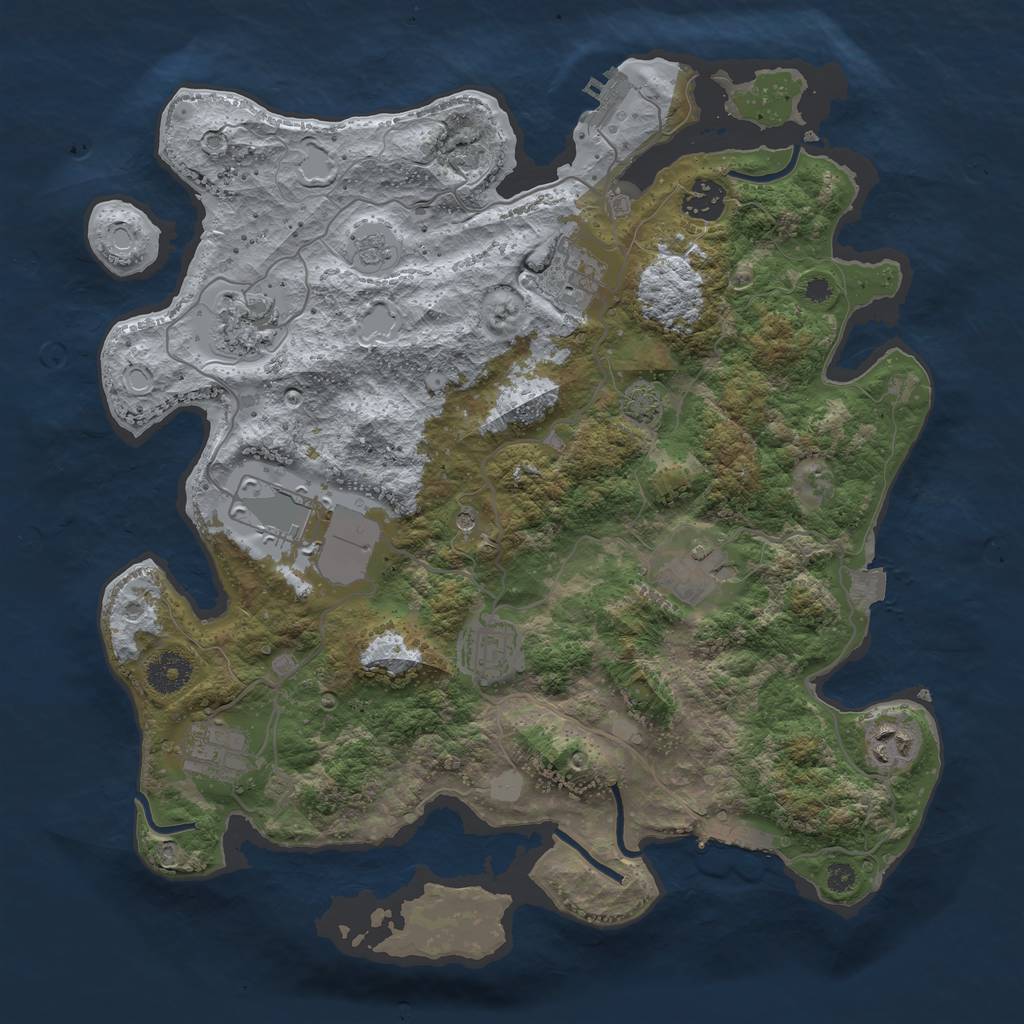 Rust Map: Procedural Map, Size: 3600, Seed: 236394687, 16 Monuments
