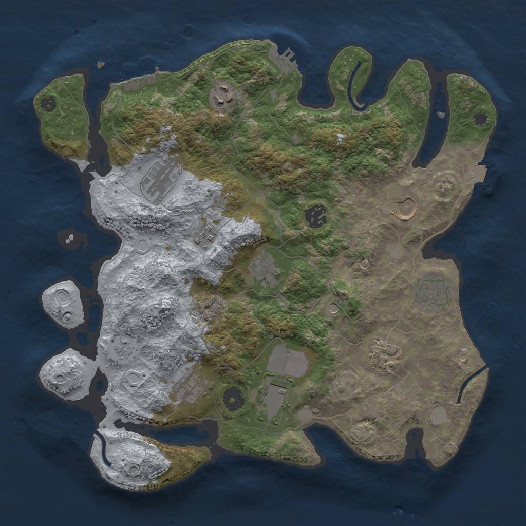 Rust Map: Procedural Map, Size: 3500, Seed: 1445633487, 18 Monuments