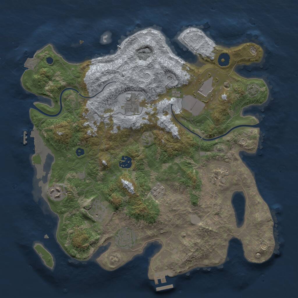 Rust Map: Procedural Map, Size: 3500, Seed: 1701362539, 13 Monuments