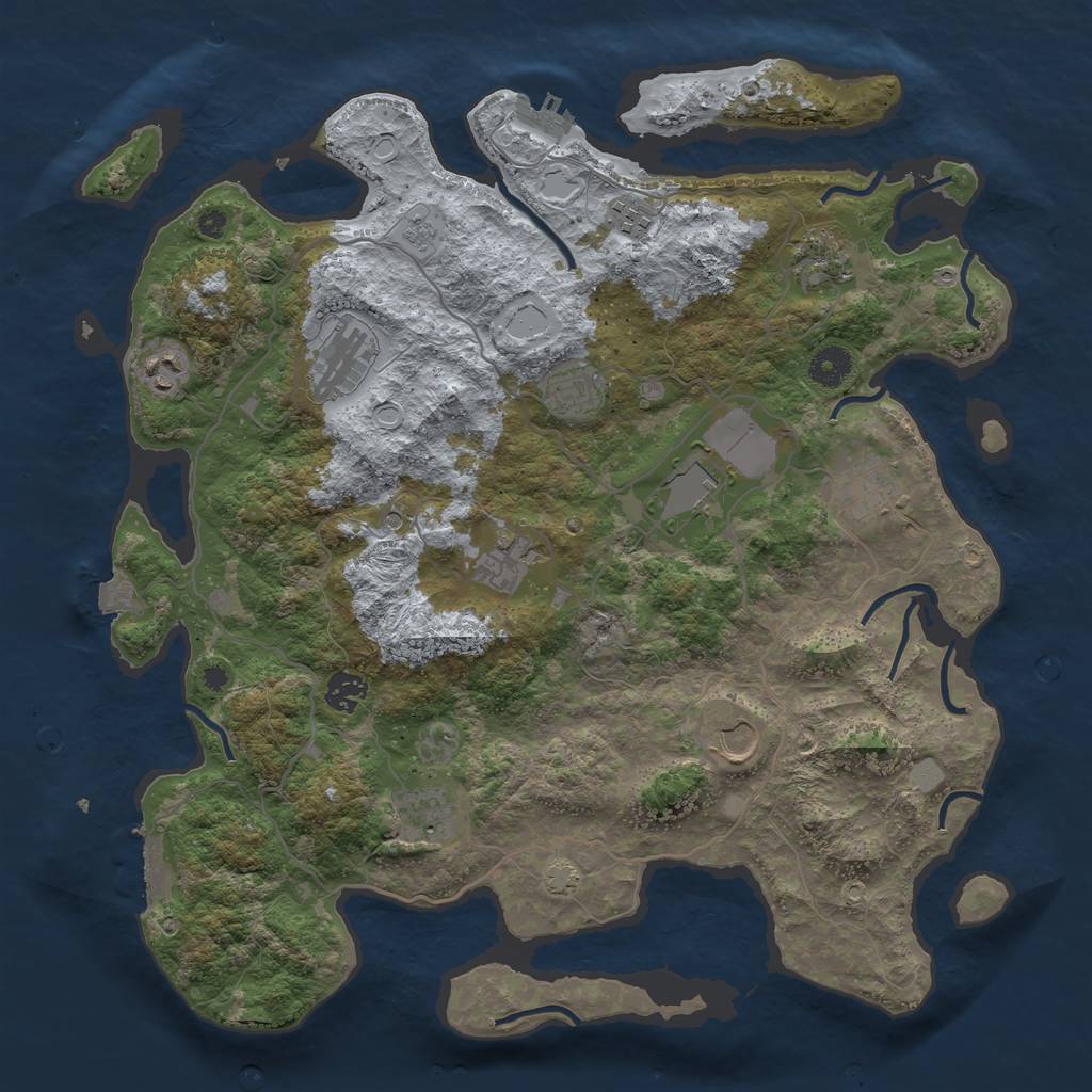 Rust Map: Procedural Map, Size: 4000, Seed: 1516868271, 19 Monuments