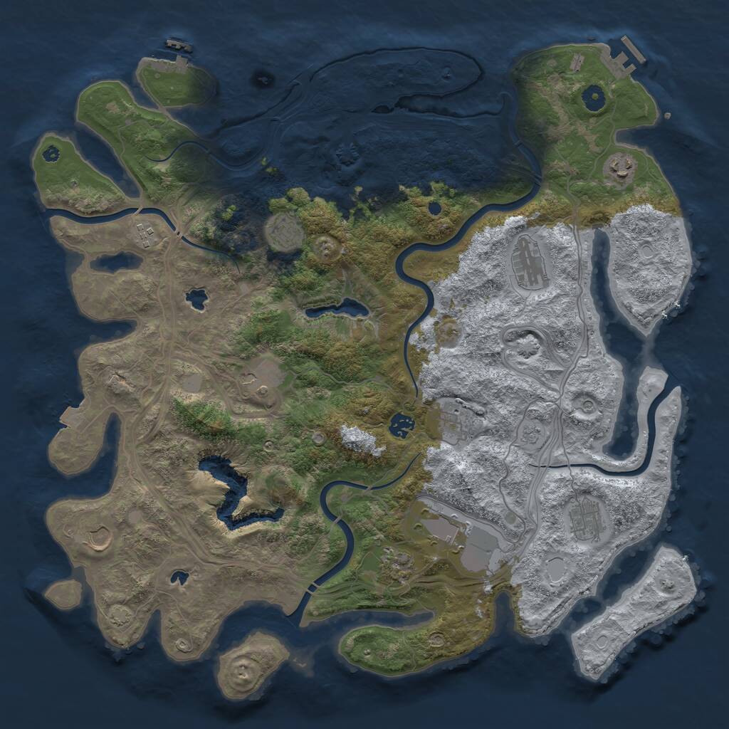 Rust Map: Procedural Map, Size: 4500, Seed: 582097298, 17 Monuments