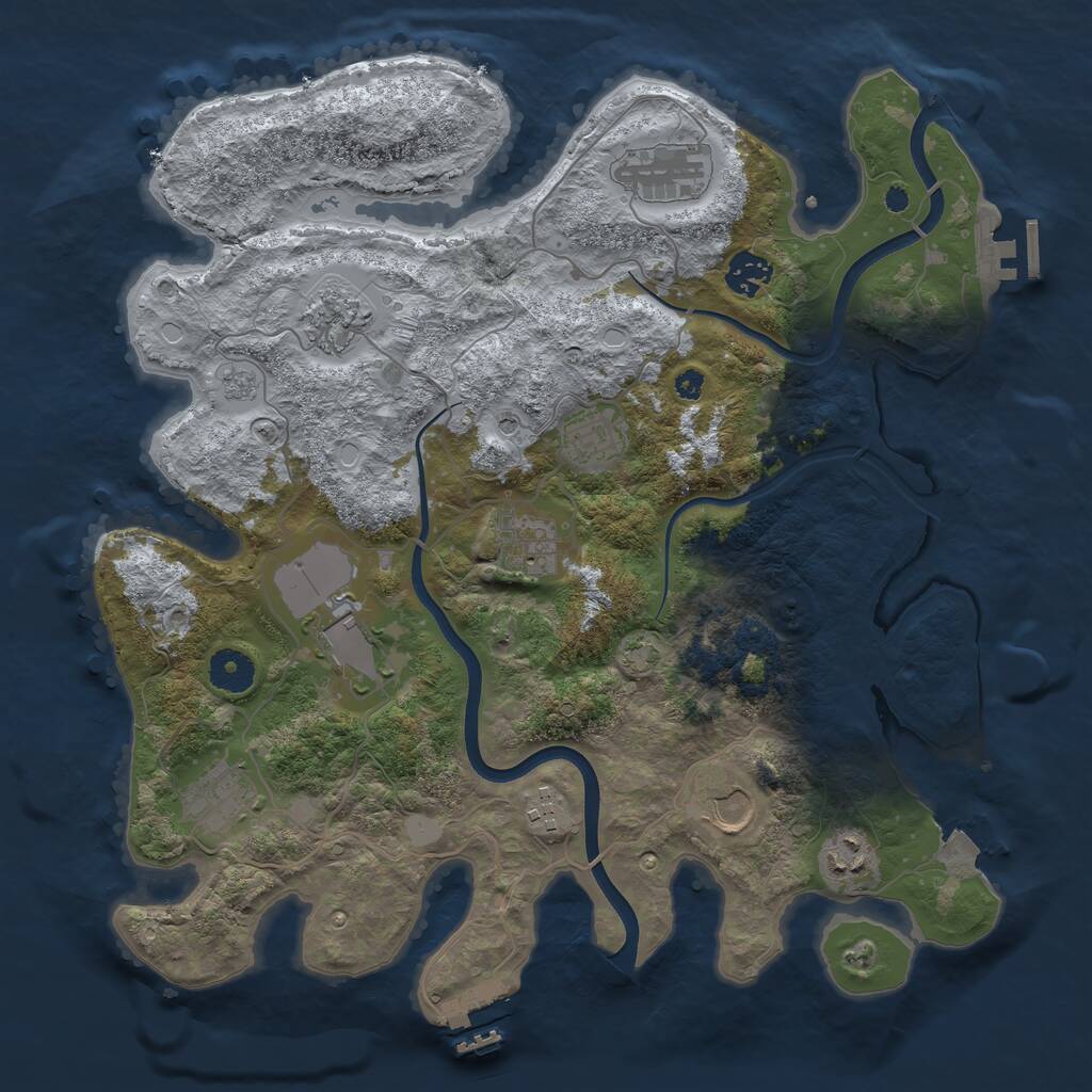 Rust Map: Procedural Map, Size: 3700, Seed: 556816429, 16 Monuments
