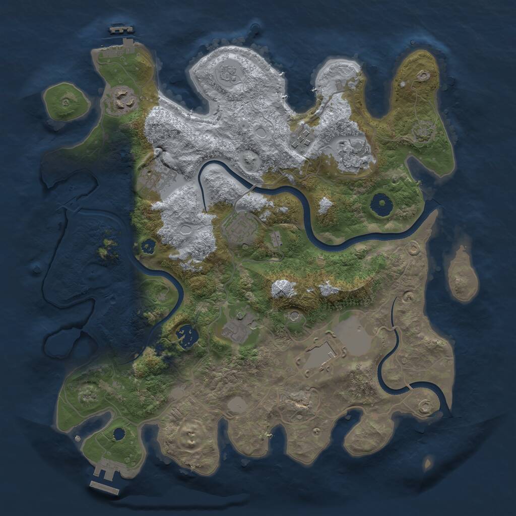 Rust Map: Procedural Map, Size: 3500, Seed: 411576954, 14 Monuments