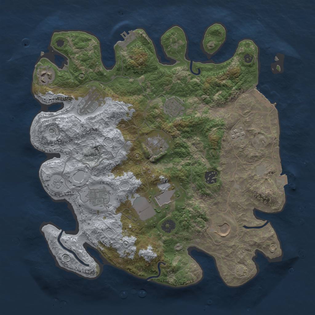 Rust Map: Procedural Map, Size: 3500, Seed: 1207093684, 17 Monuments