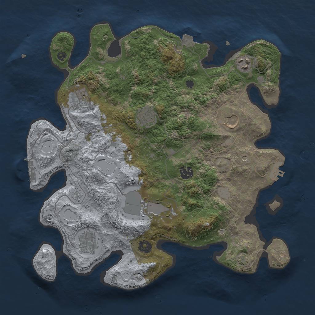 Rust Map: Procedural Map, Size: 3500, Seed: 669876454, 15 Monuments