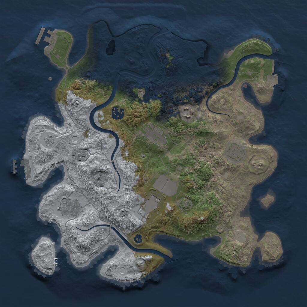 Rust Map: Procedural Map, Size: 3500, Seed: 669876454, 13 Monuments