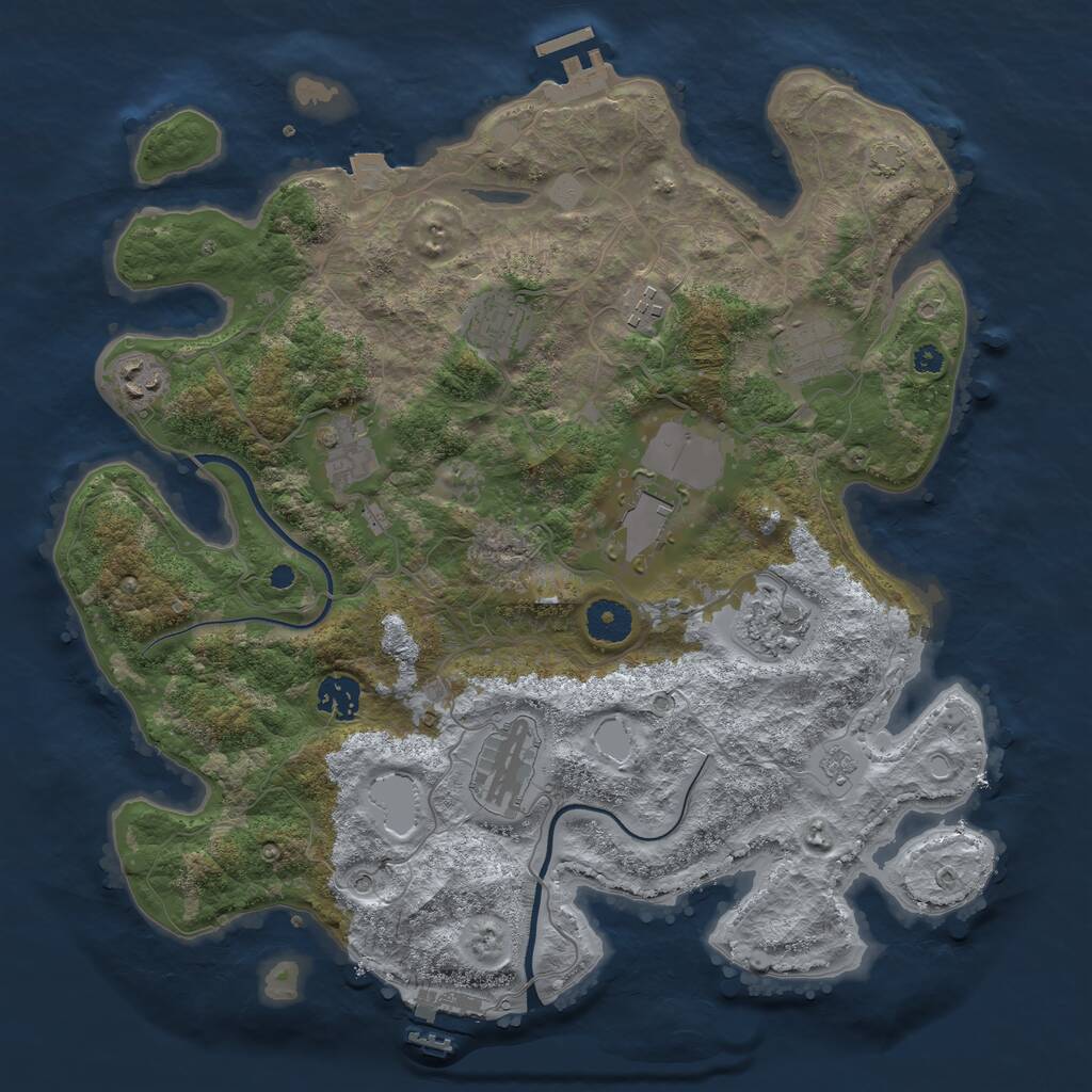 Rust Map: Procedural Map, Size: 3700, Seed: 1946411387, 15 Monuments