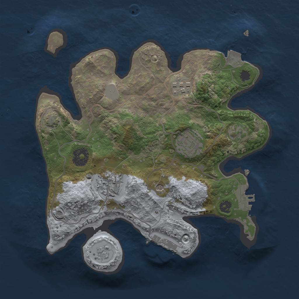 Rust Map: Procedural Map, Size: 2500, Seed: 683427058, 11 Monuments